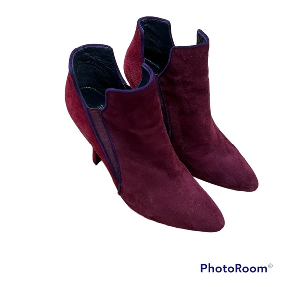 Stuart Weitzman Burgundy Suede Booties Size 7M - Picture 1 of 5